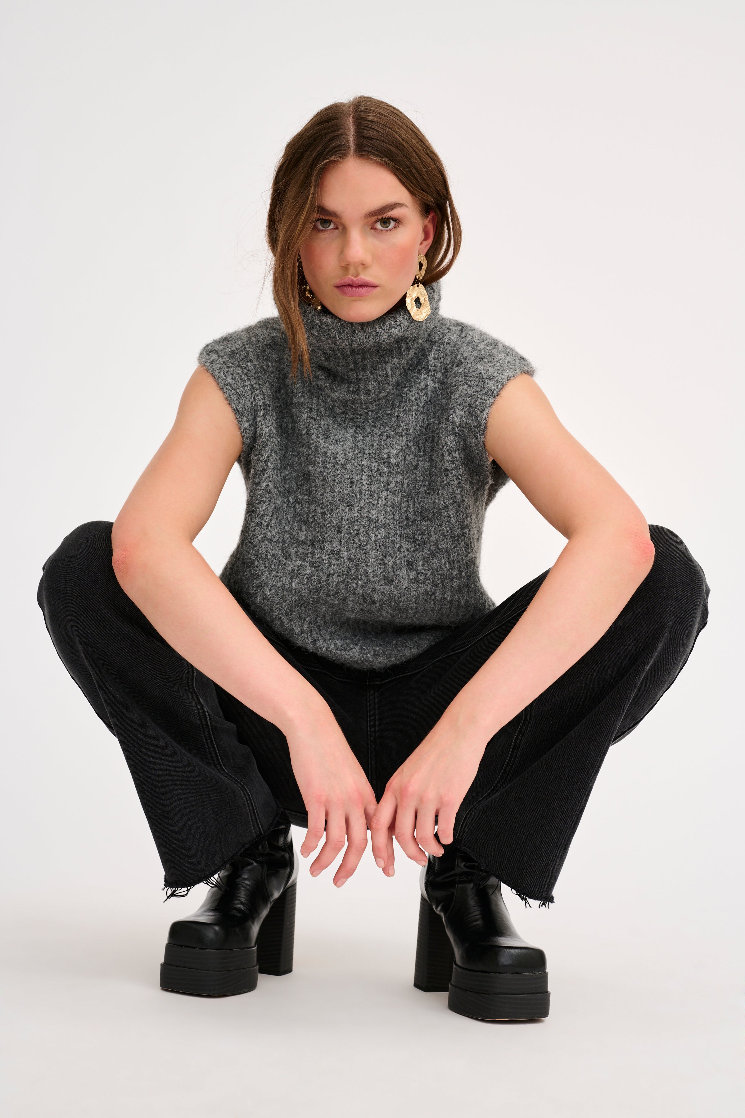 My Essential Wardrobe MeenaMW Knit Vest, Iron Grey