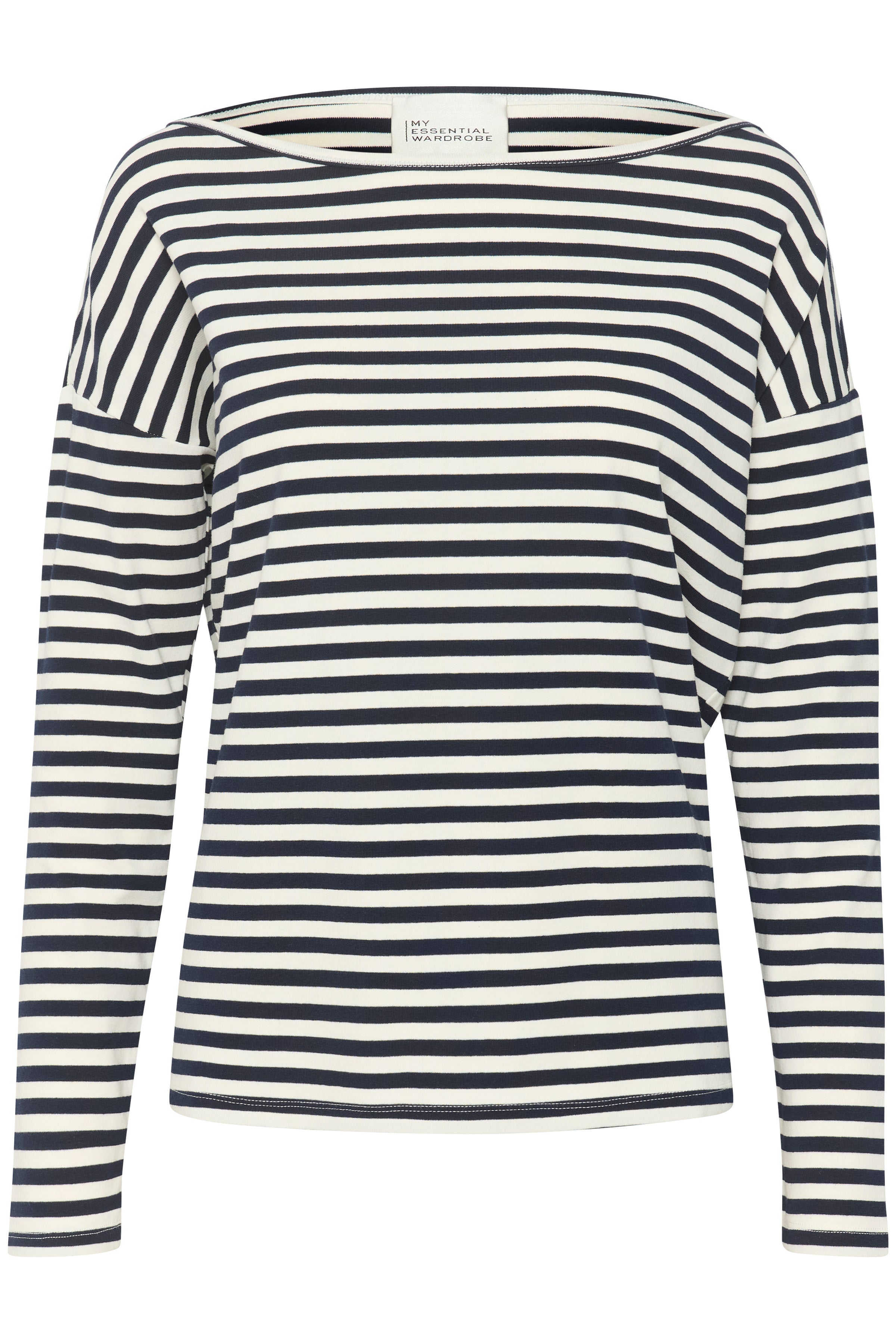 My Essential Wardrobe DanaMW Boxy Blouse, Navy/off.white