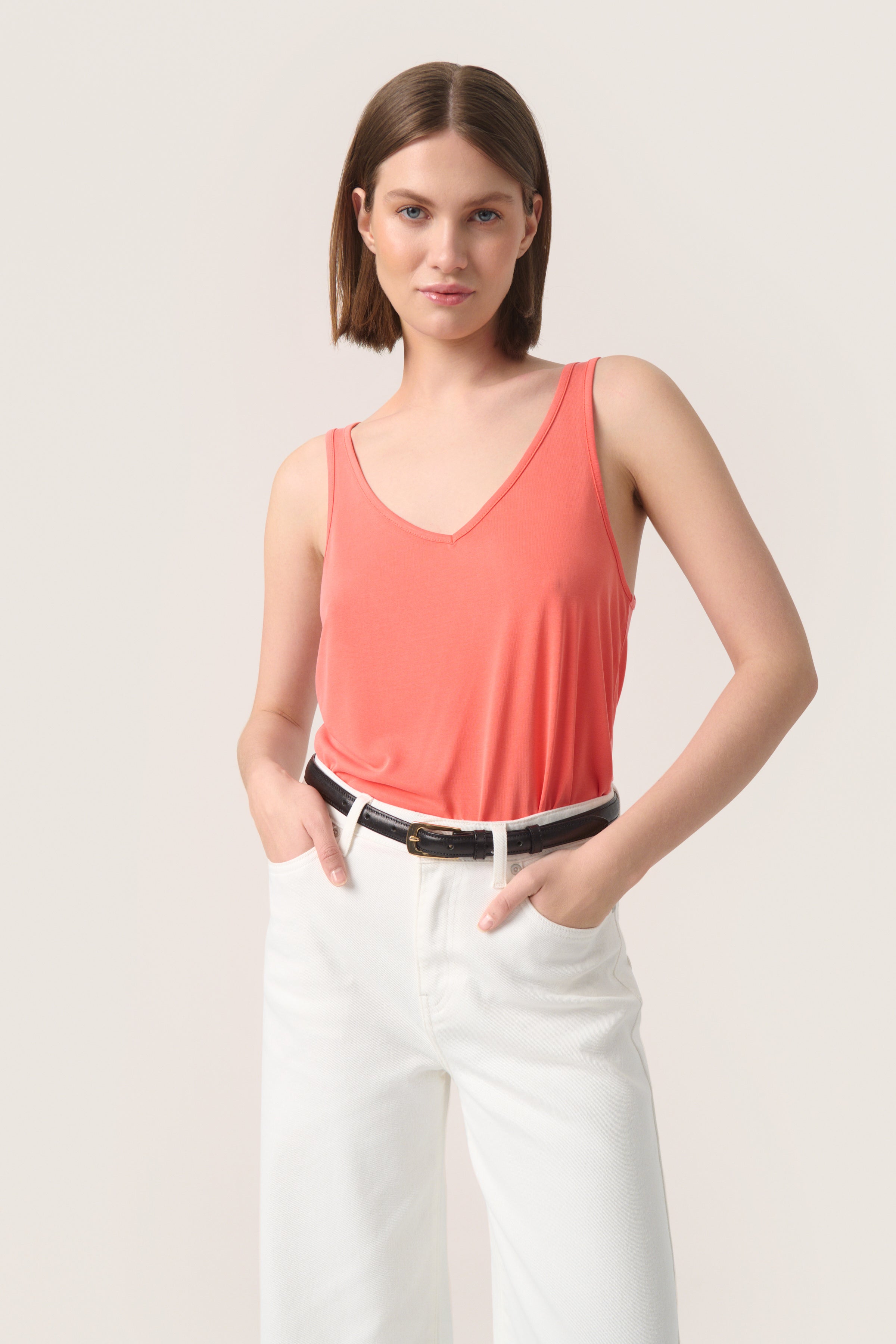 Soaked Columbine Tank Top, Coral