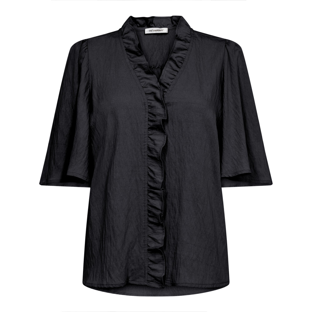 Co'couture Sueda Frill Flow Shirt, Black