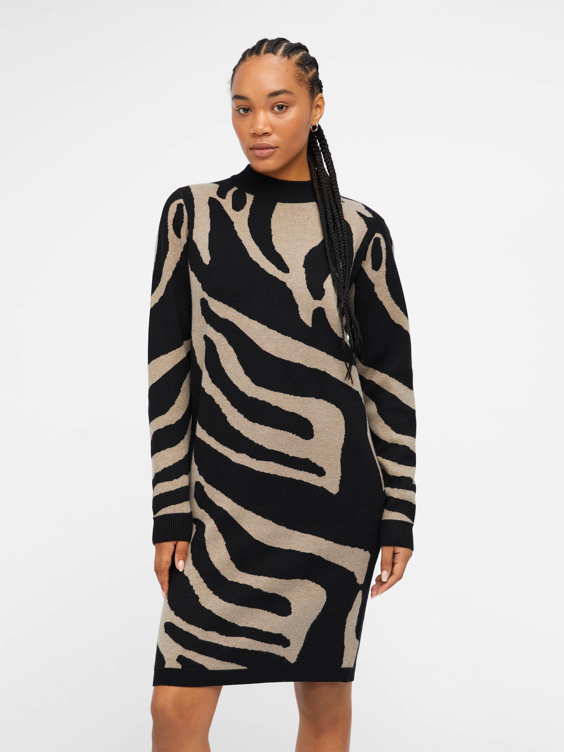Object Ray Knit Dress, Black/fossil