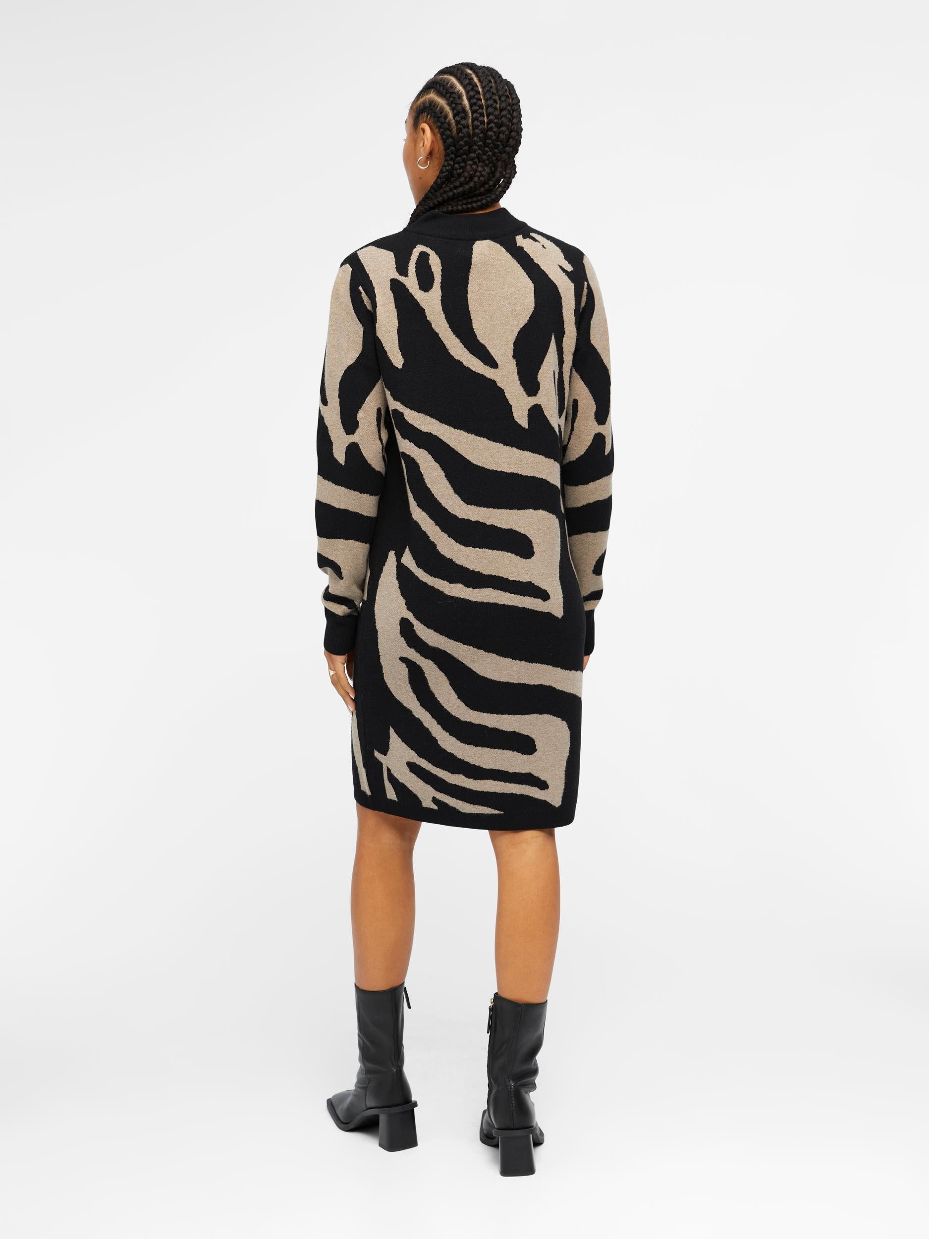 Object Ray Knit Dress, Black/fossil
