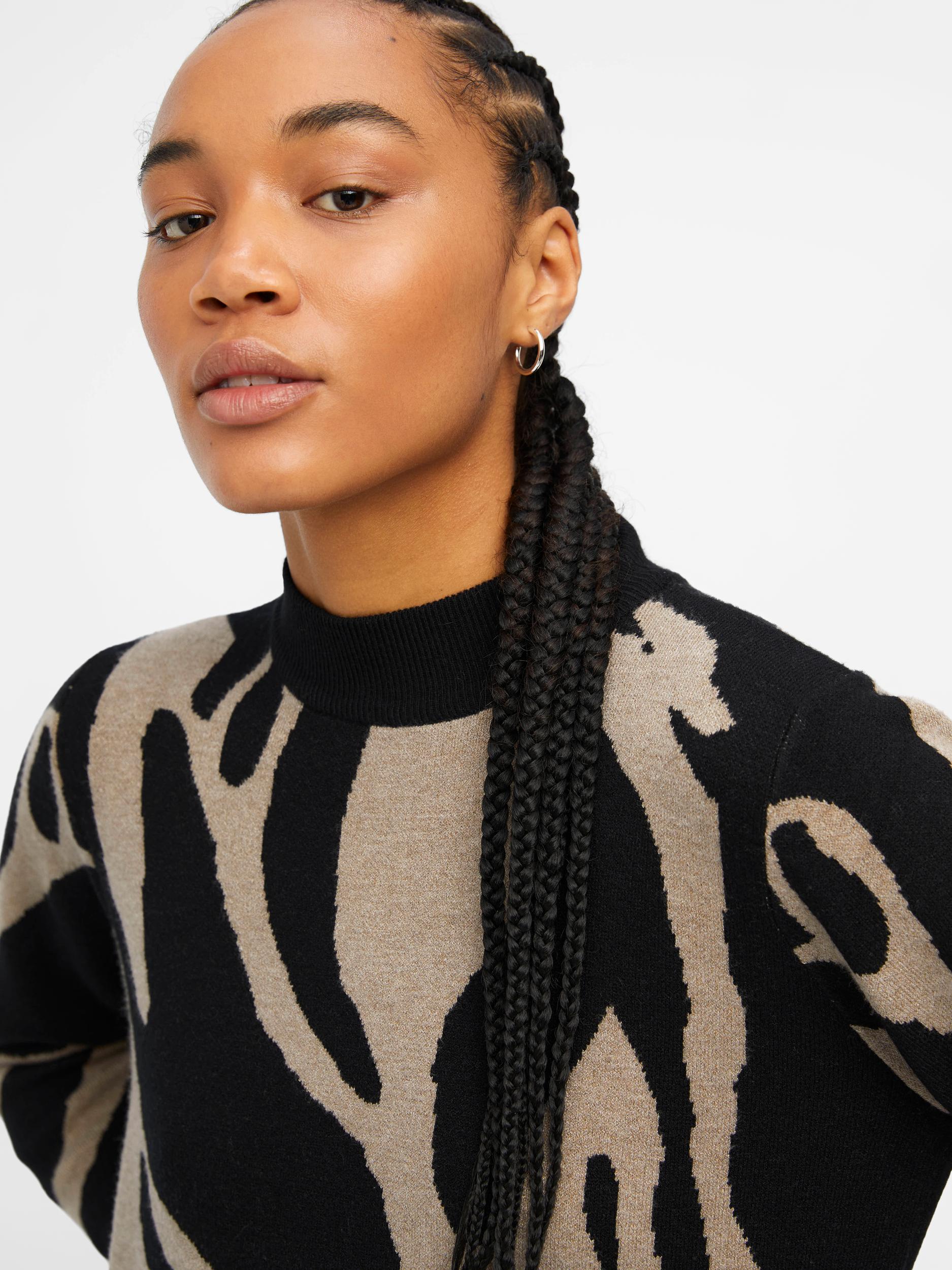 Object Ray Knit Dress, Black/fossil