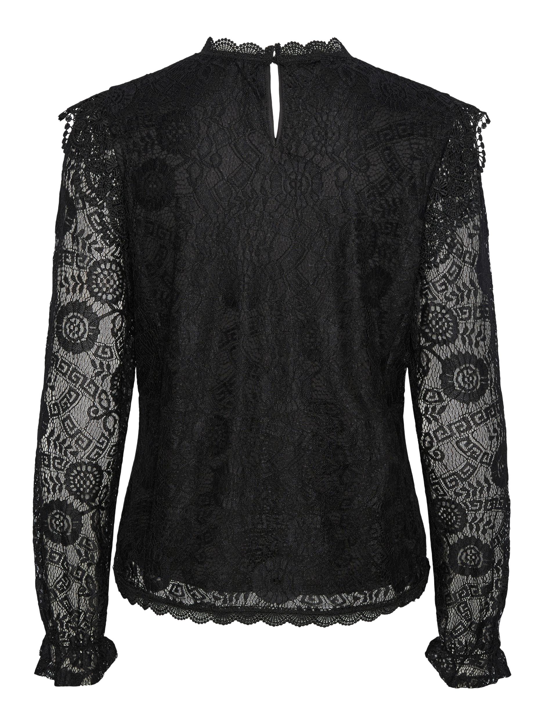 Pieces Olline LS Lace top - black