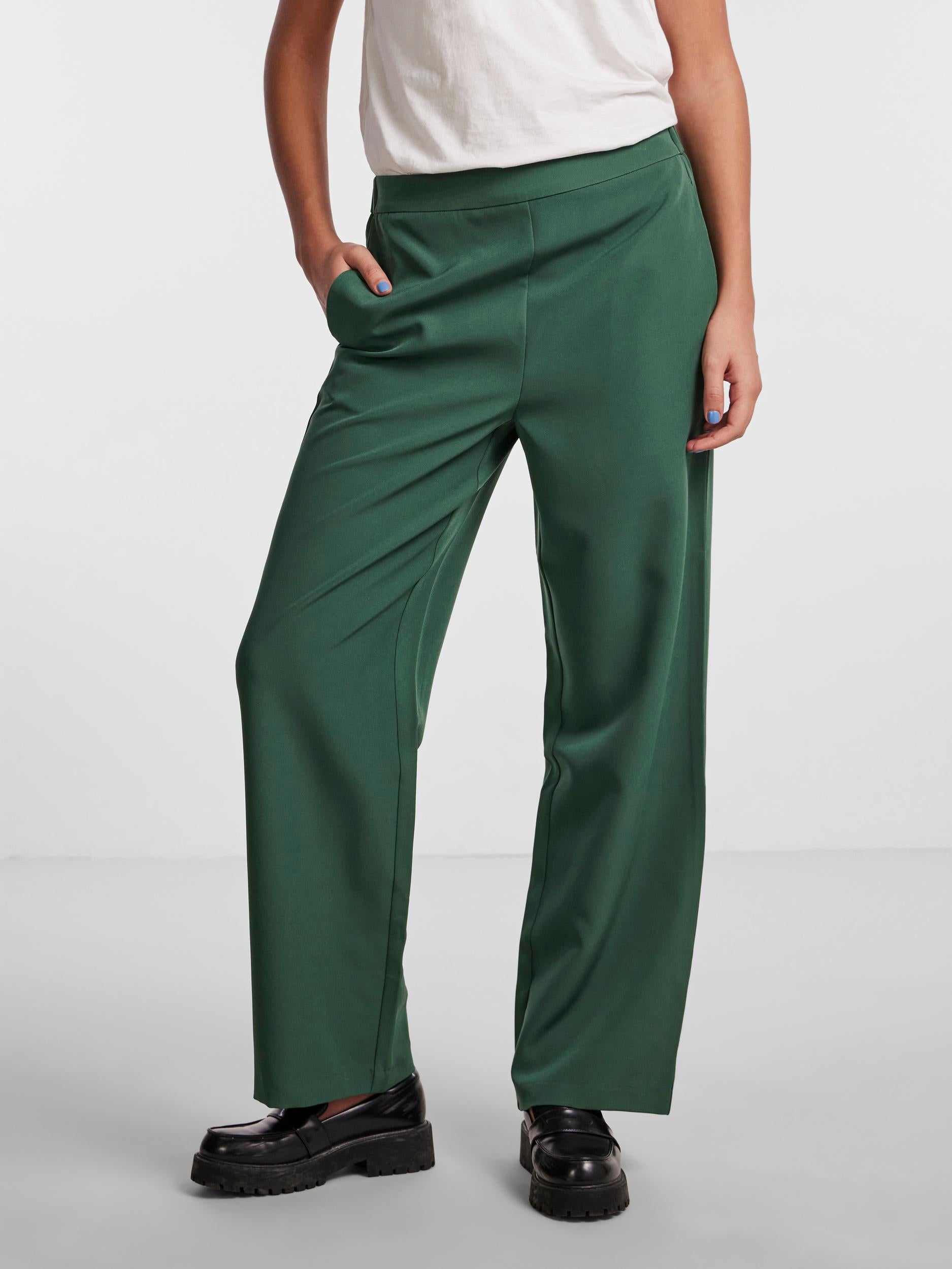 Pieces Bossy wide pants - Forrest Green