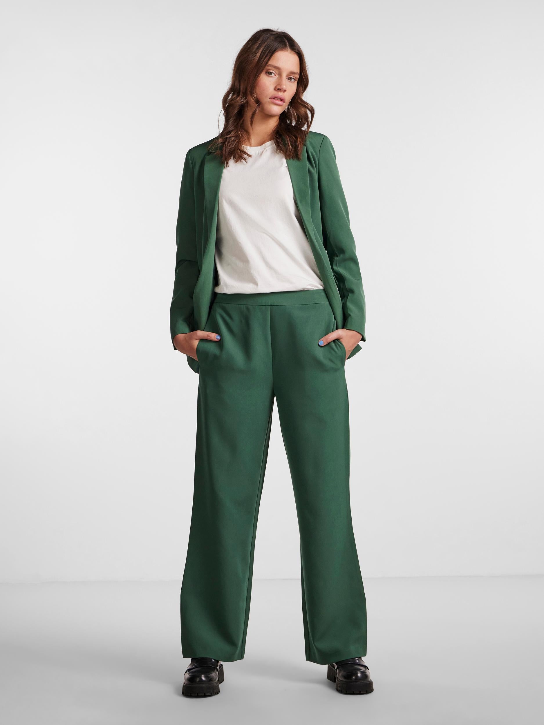 Pieces Bossy wide pants - Forrest Green