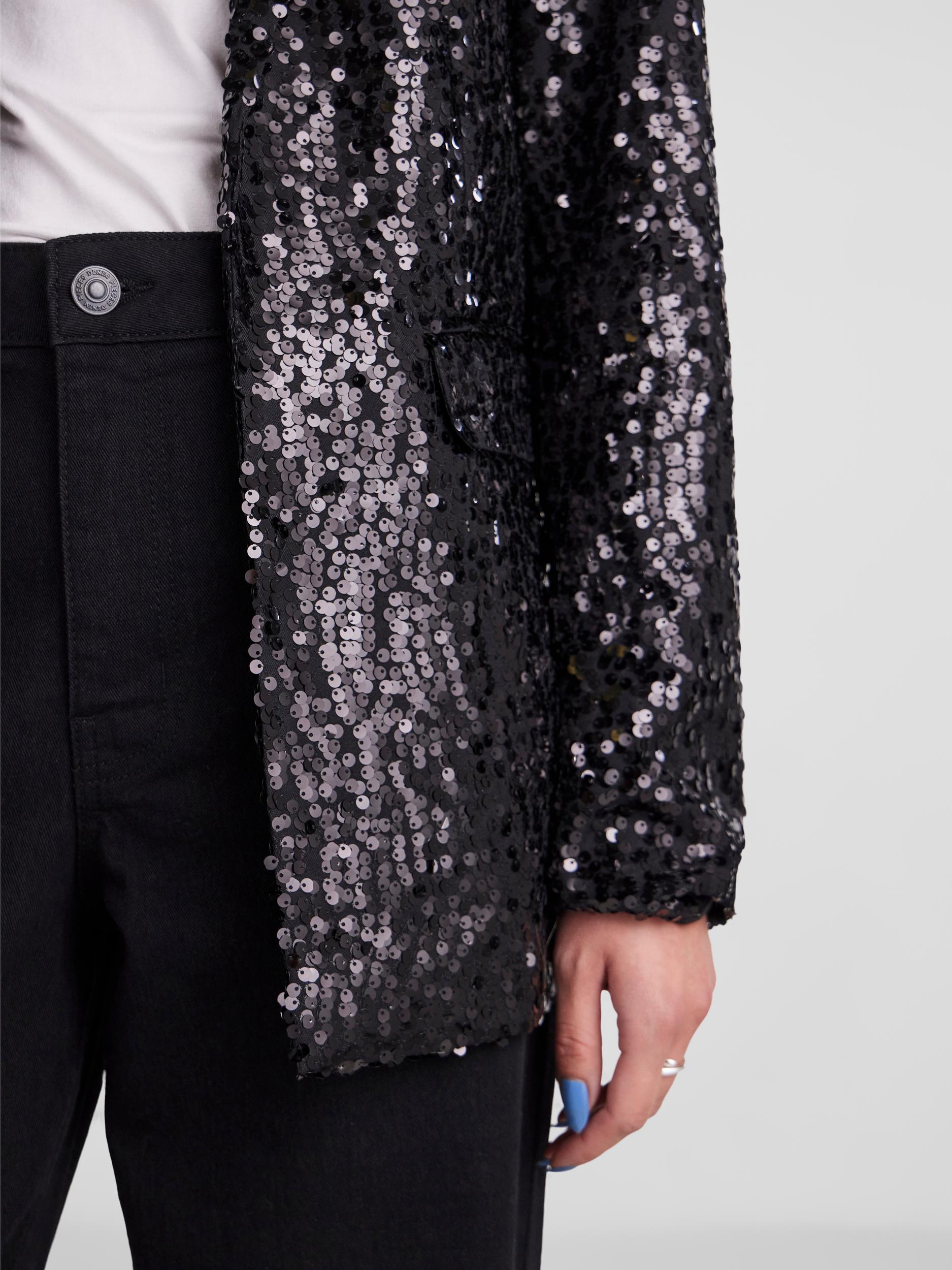 Pieces Bossy Sequin Blazer, Black