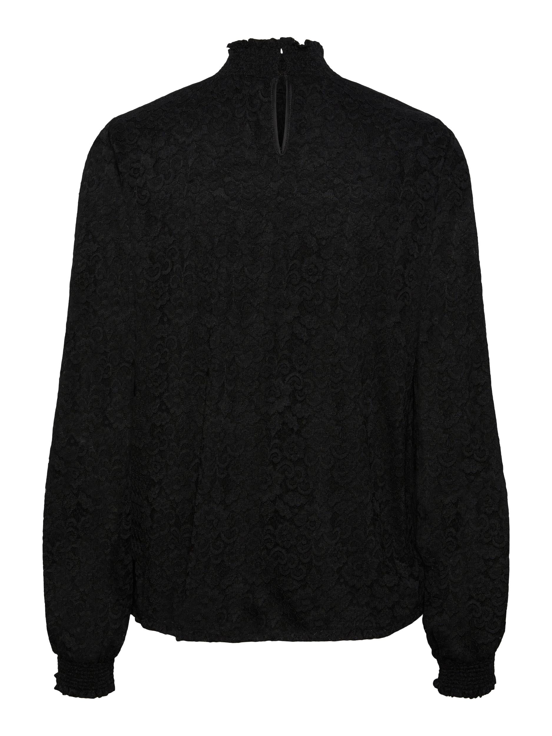 Pieces Fauna LS Lace top - black