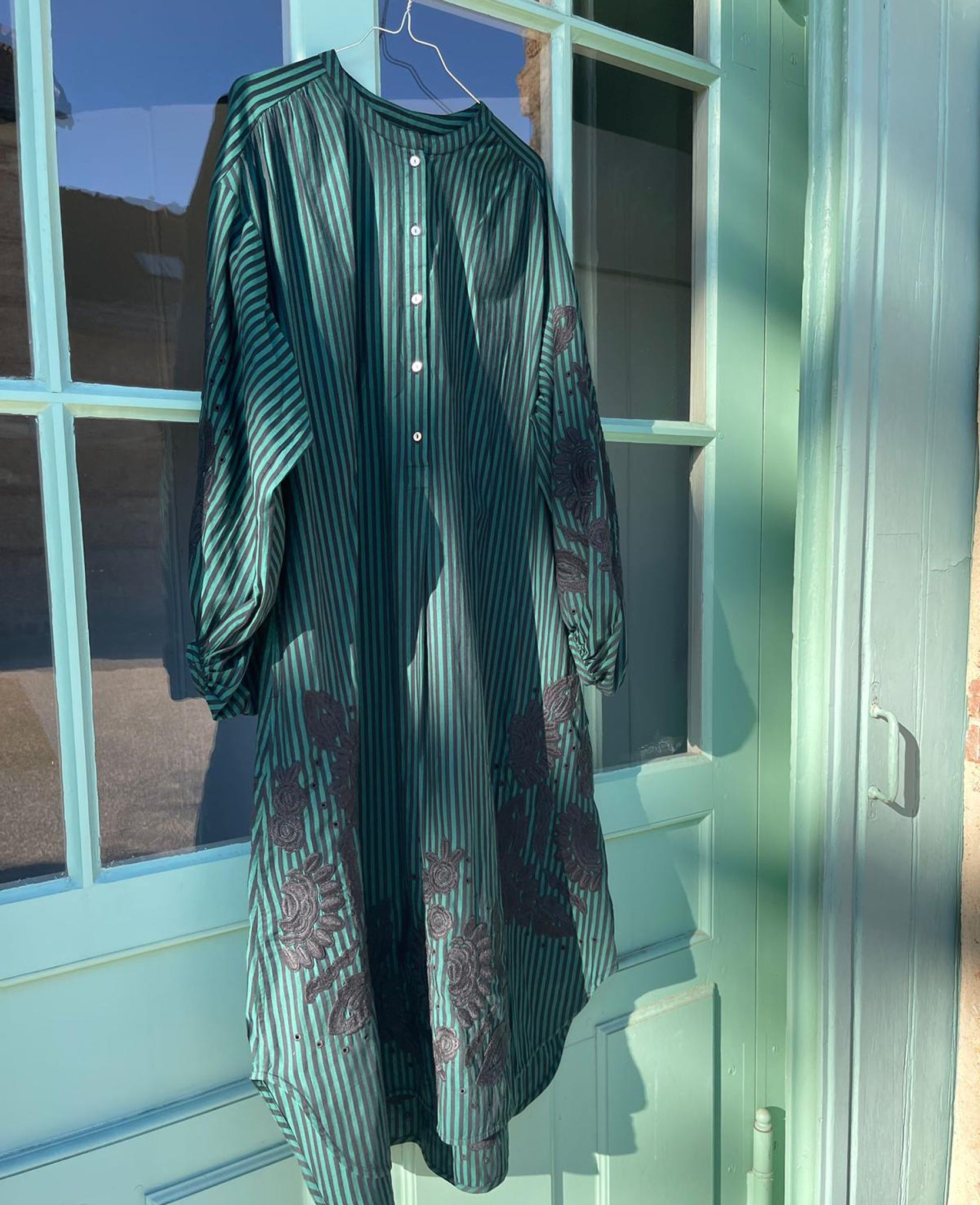 Sissel Edelbo Rikke Organic Stripe Shirt Dress, Emerald