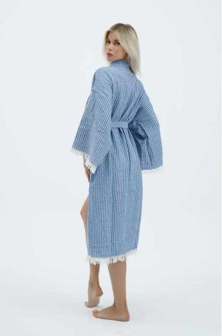 This Season Stripe Robe, Blue