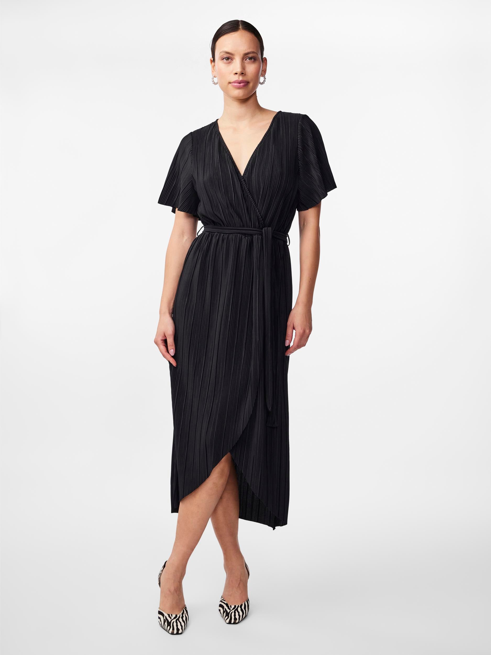 Y.A.S Olinda Midi Wrap Dress, Black