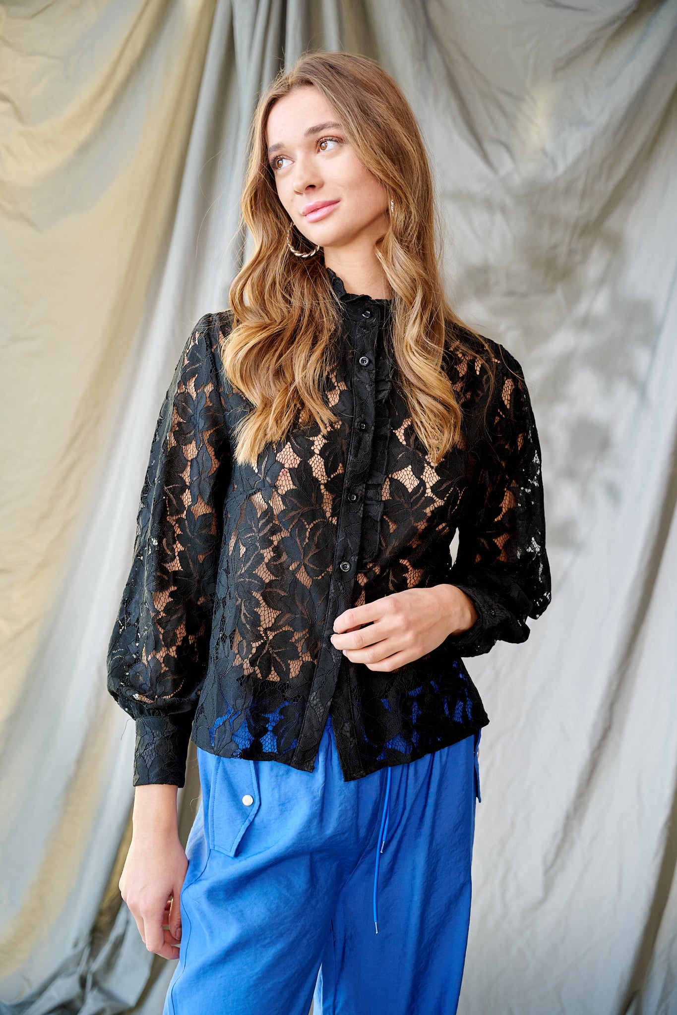 Noella Pixi Shirt Lace, Black