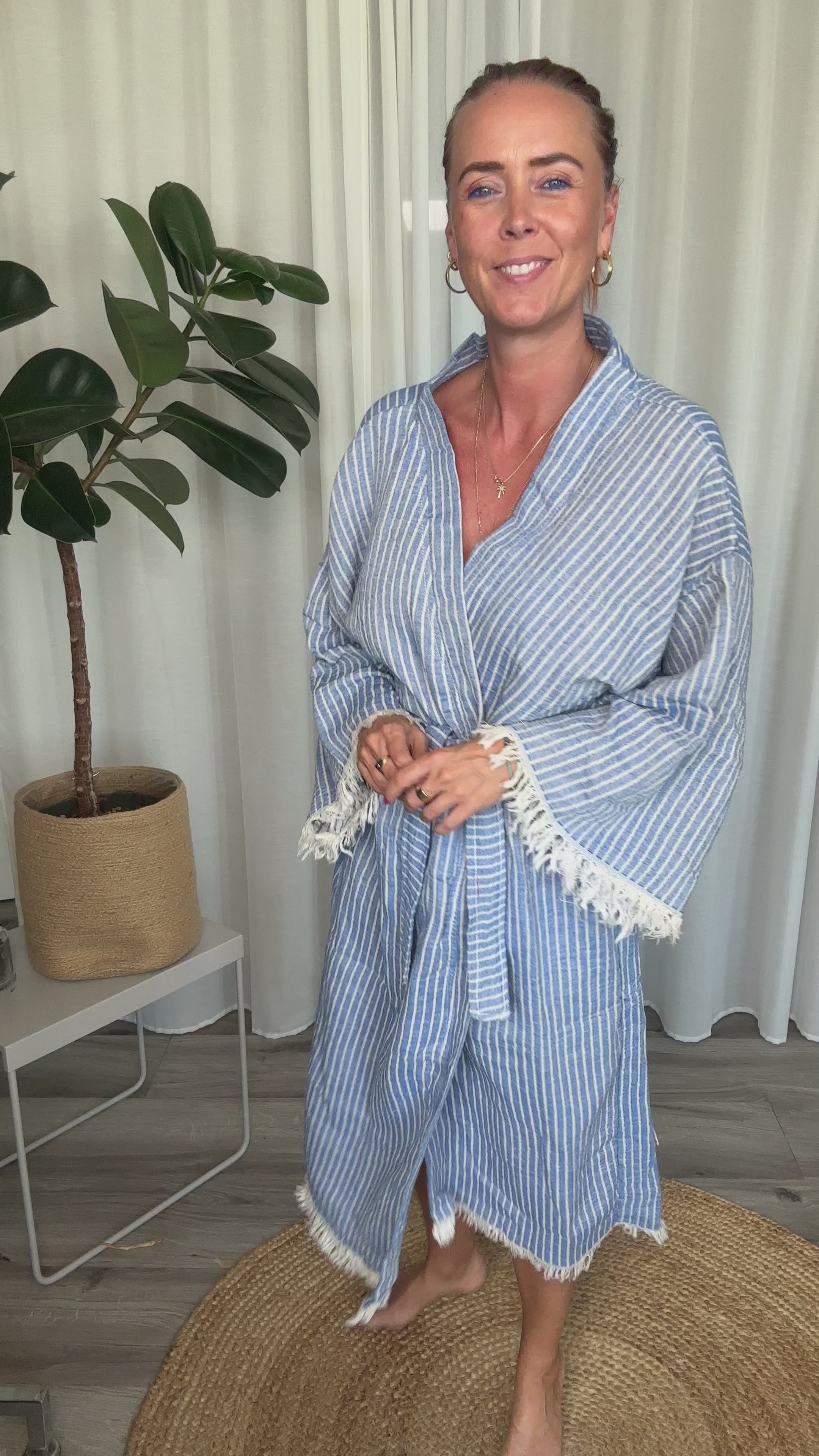 This Season Stripe Robe, Blue