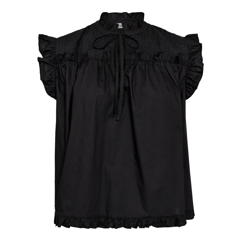 Co'couture PrimaCC Frill Tie Top, Black