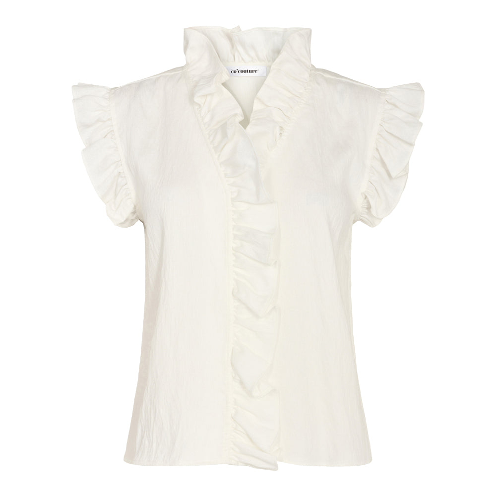 Co'couture Sueda Frill Top, White