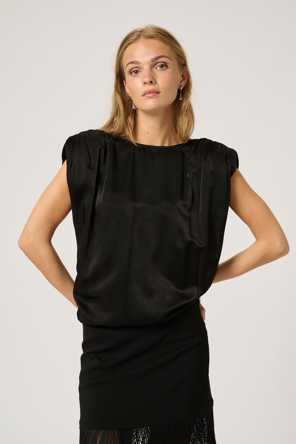 My Essential Wardrobe EstelleMW Wrap Top, Black