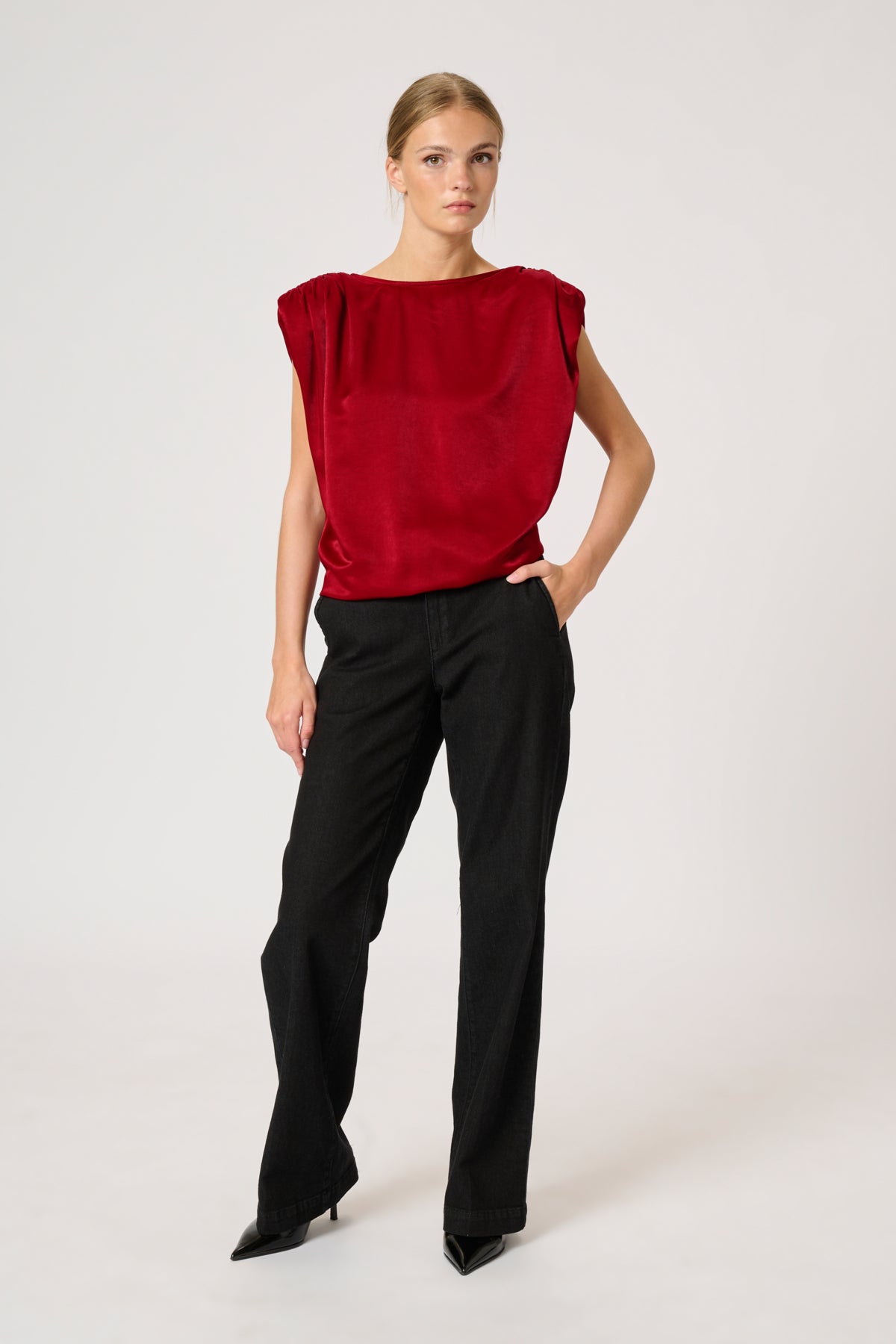 My Essential Wardrobe EstelleMW Wrap Top, Burgundy