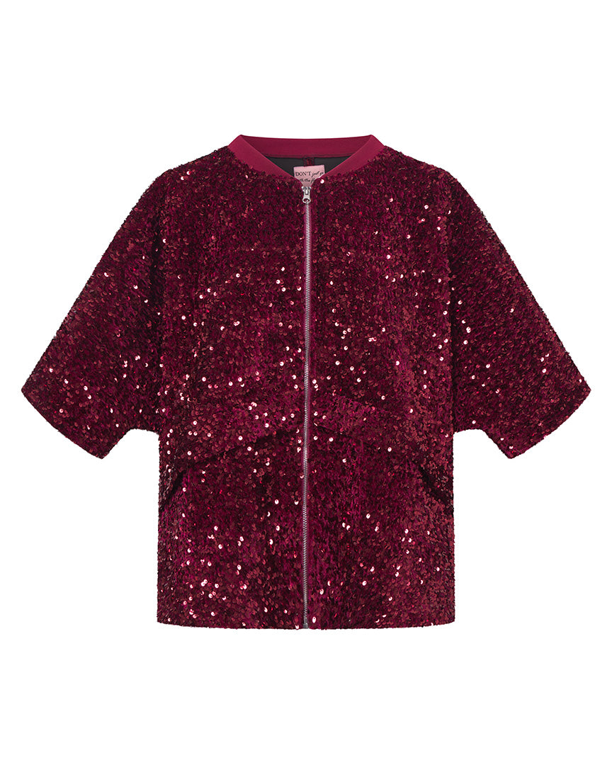 Hunkøn Kaia Sequin Jacket, Dark Red