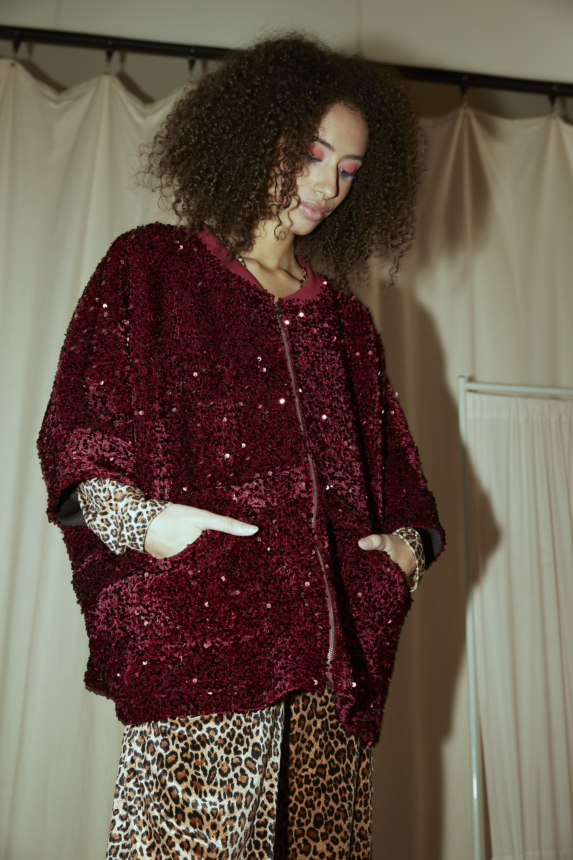 Hunkøn Kaia Sequin Jacket, Dark Red