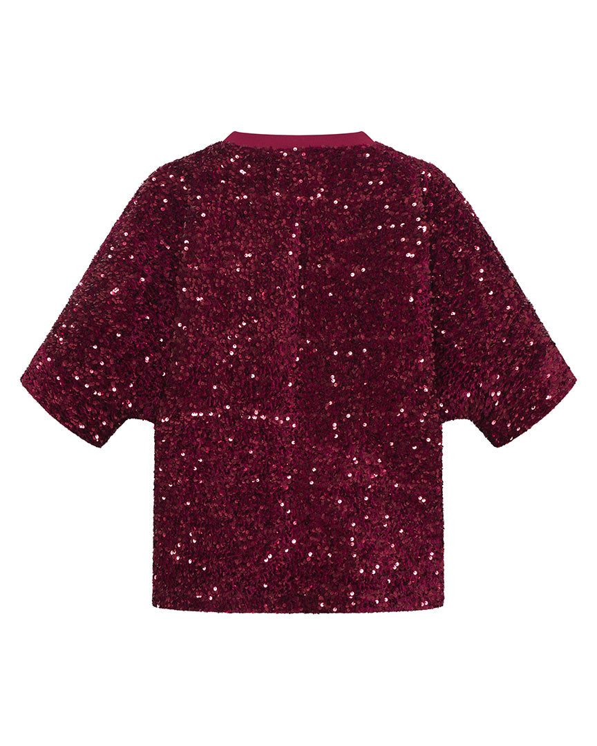 Hunkøn Kaia Sequin Jacket, Dark Red