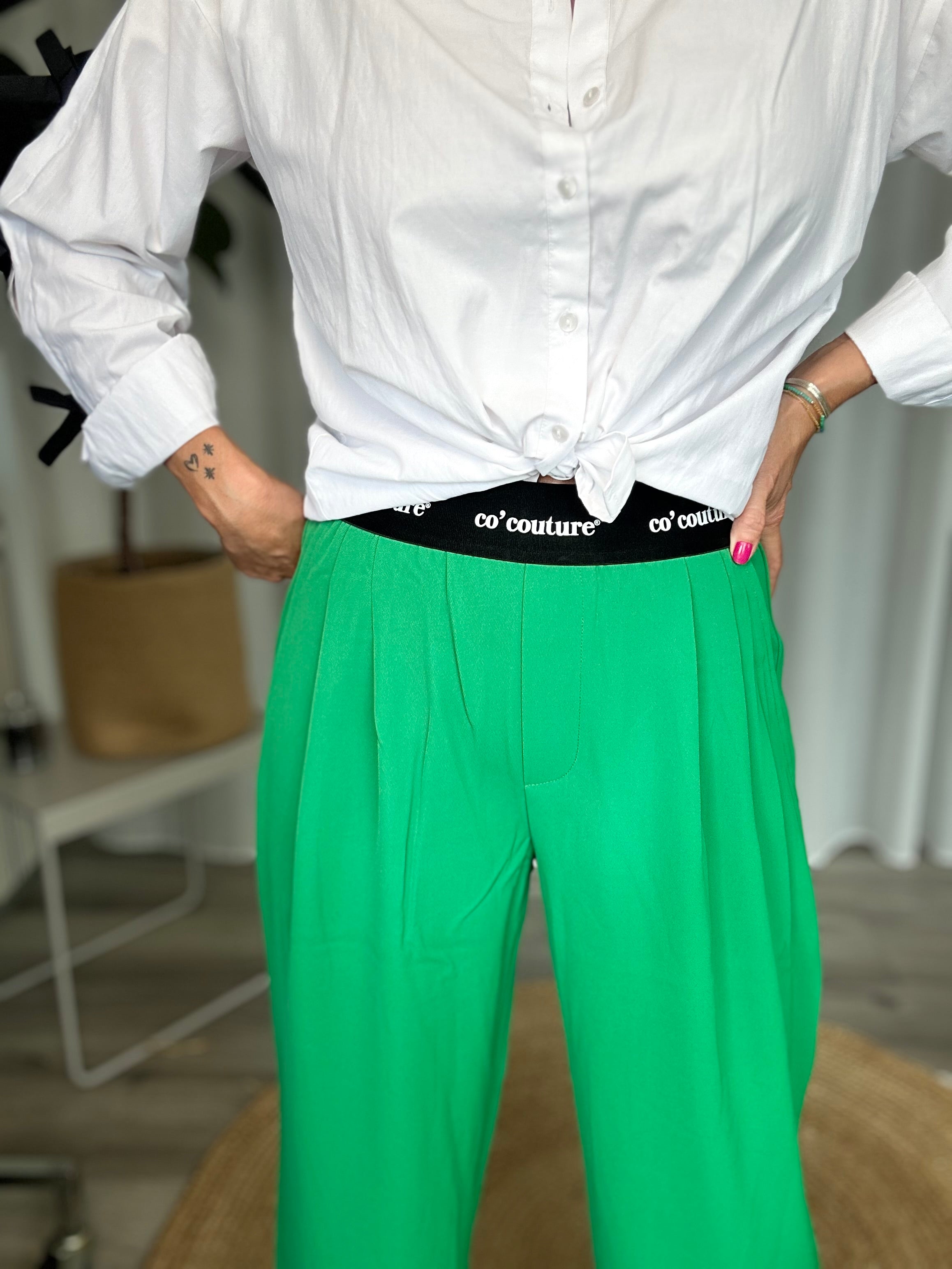 Co'couture AminaCC Logo Pant, Green