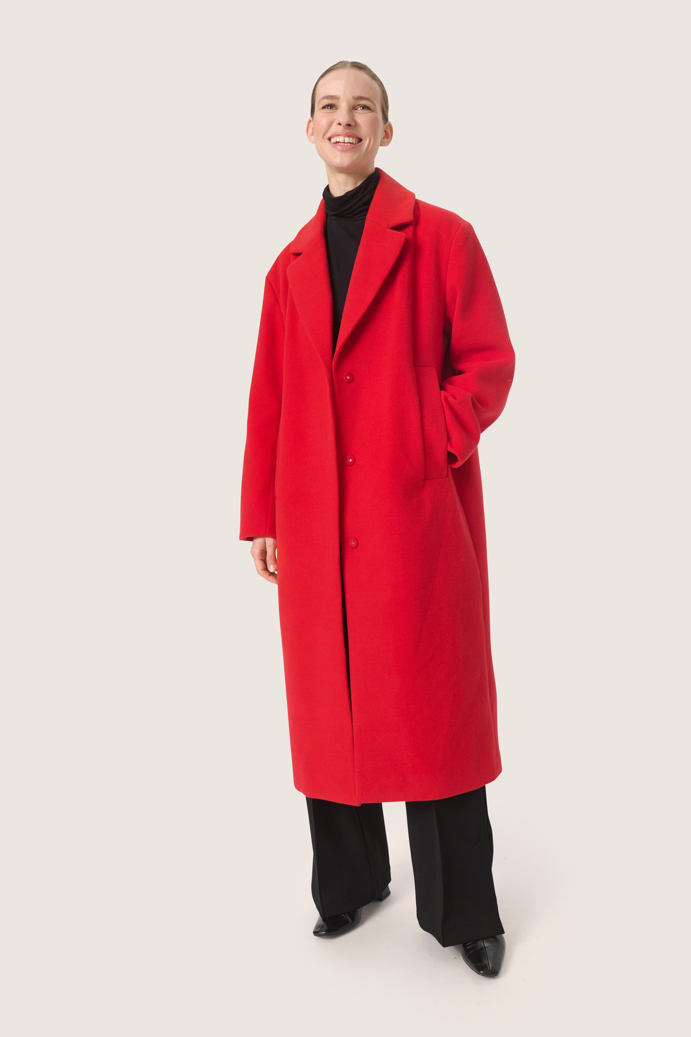 Soaked Rubie Long Coat, Red