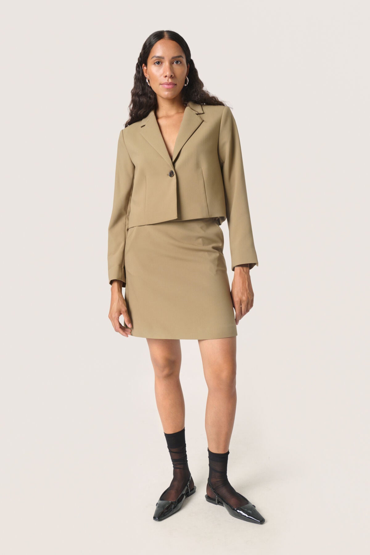 Soaked Corinne Cropped Blazer, Khaki