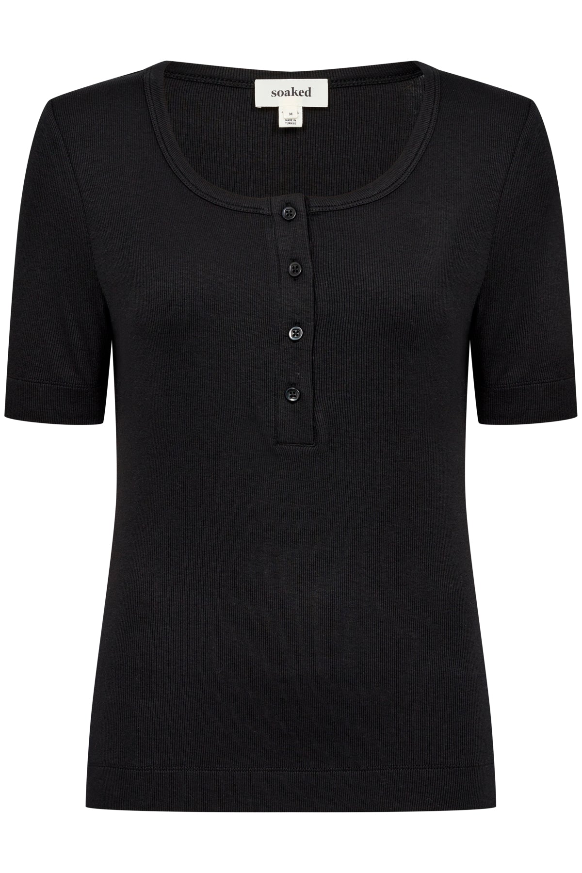 Soaked Ida Button Tee, Black