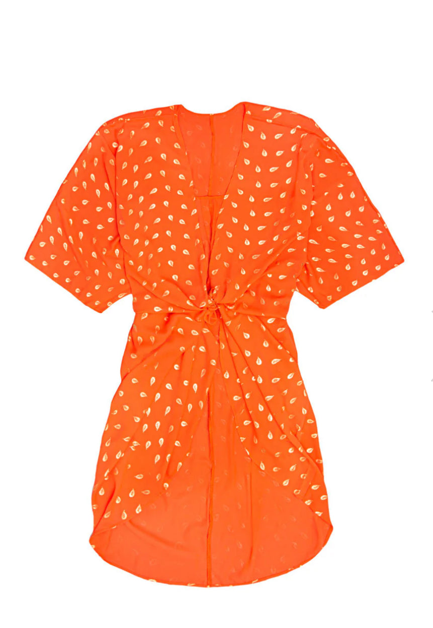 Dropps by Szhirley Breeze Kimono, Orange red w/gold