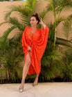 Dropps by Szhirley Breeze Kimono, Orange red w/gold