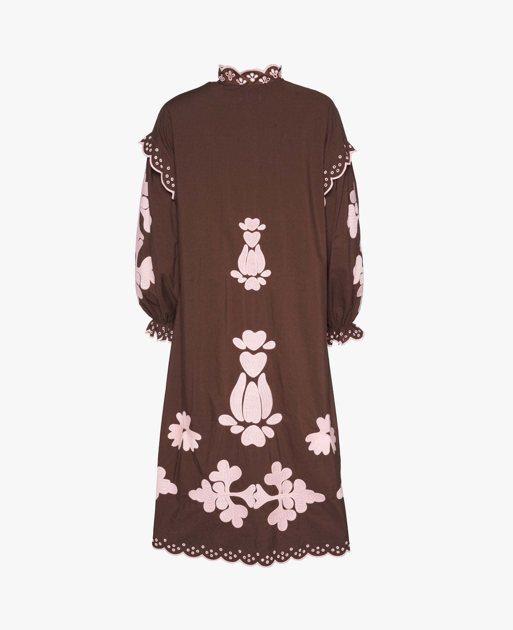 Sissel Edelbo Lilly Organic Cotton Dress, Brown w. Pink