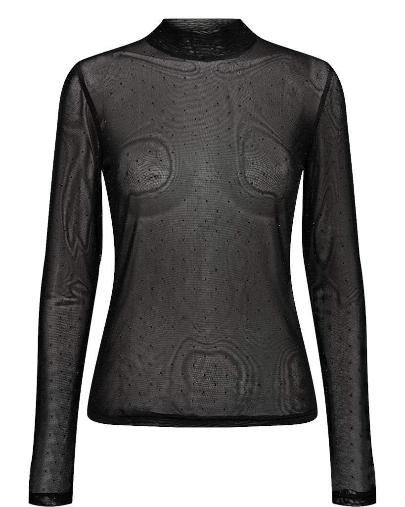 Nümph Nusatty Mesh Blouse, Black