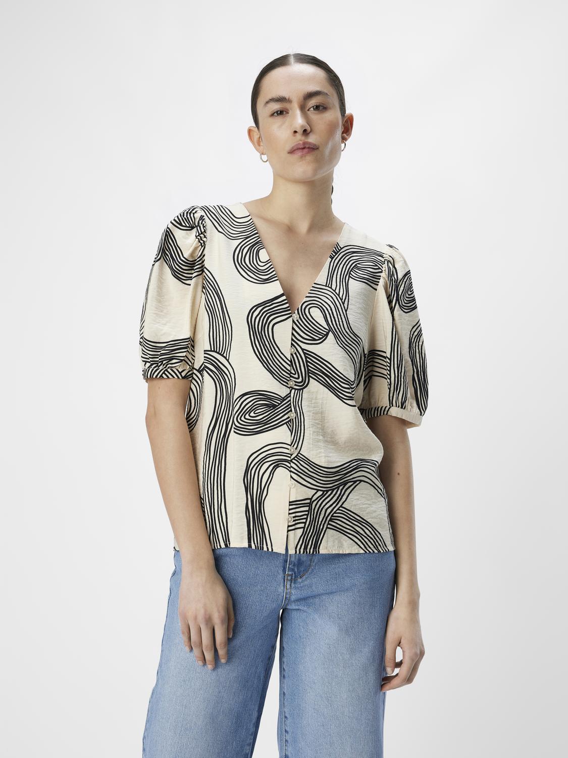 Object Jacira V-neck top, Sandshell