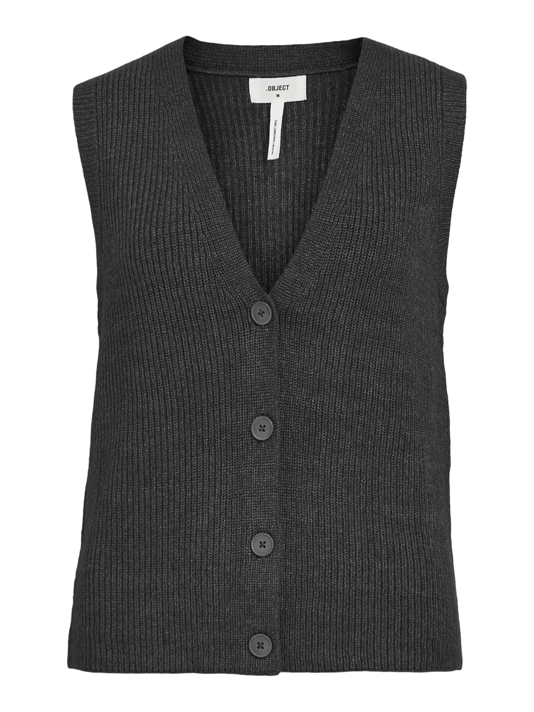 Object Malena Knit Vest, Dark Grey