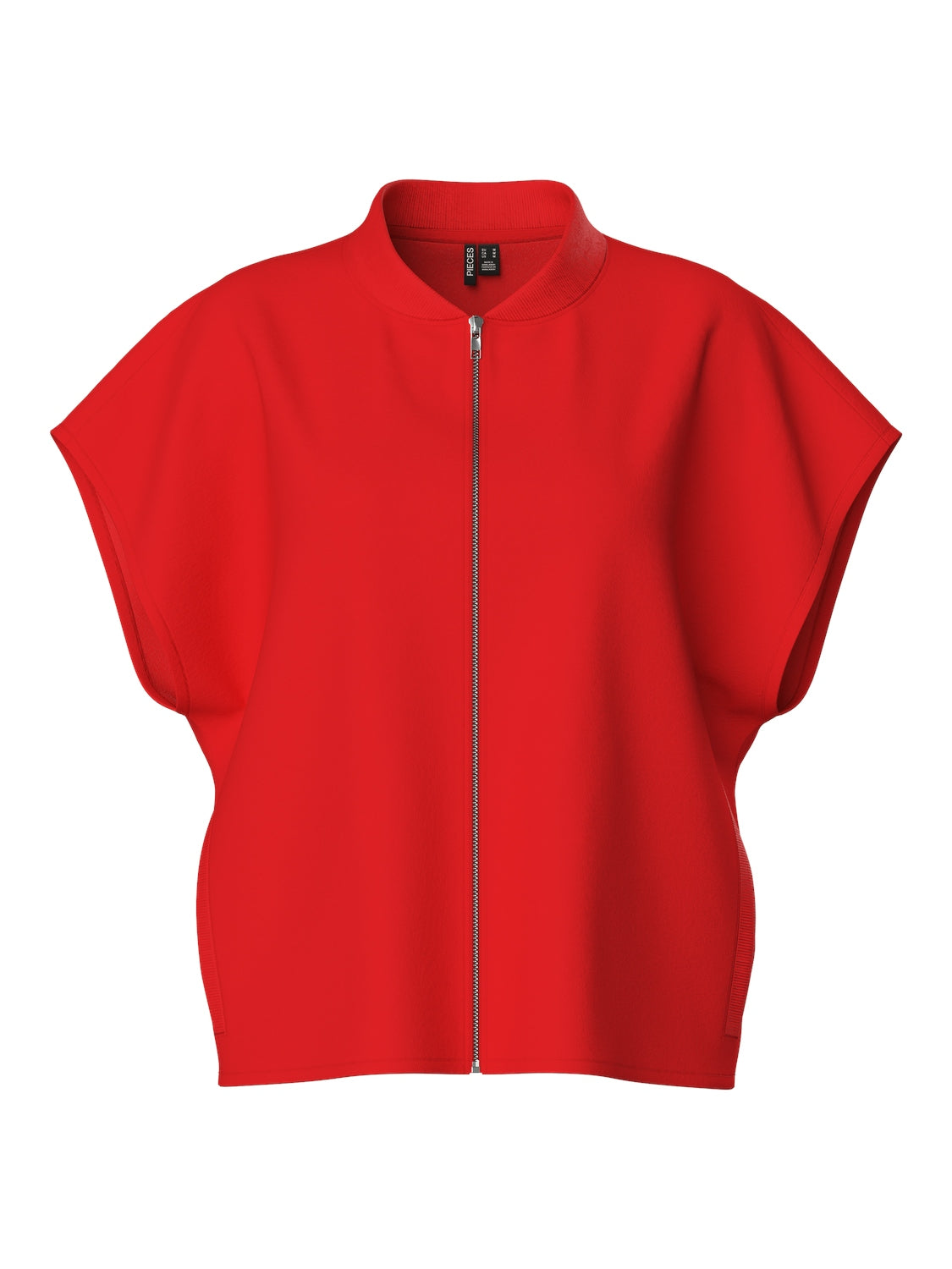 Pieces Chilli Zip Sweat Vest, Red