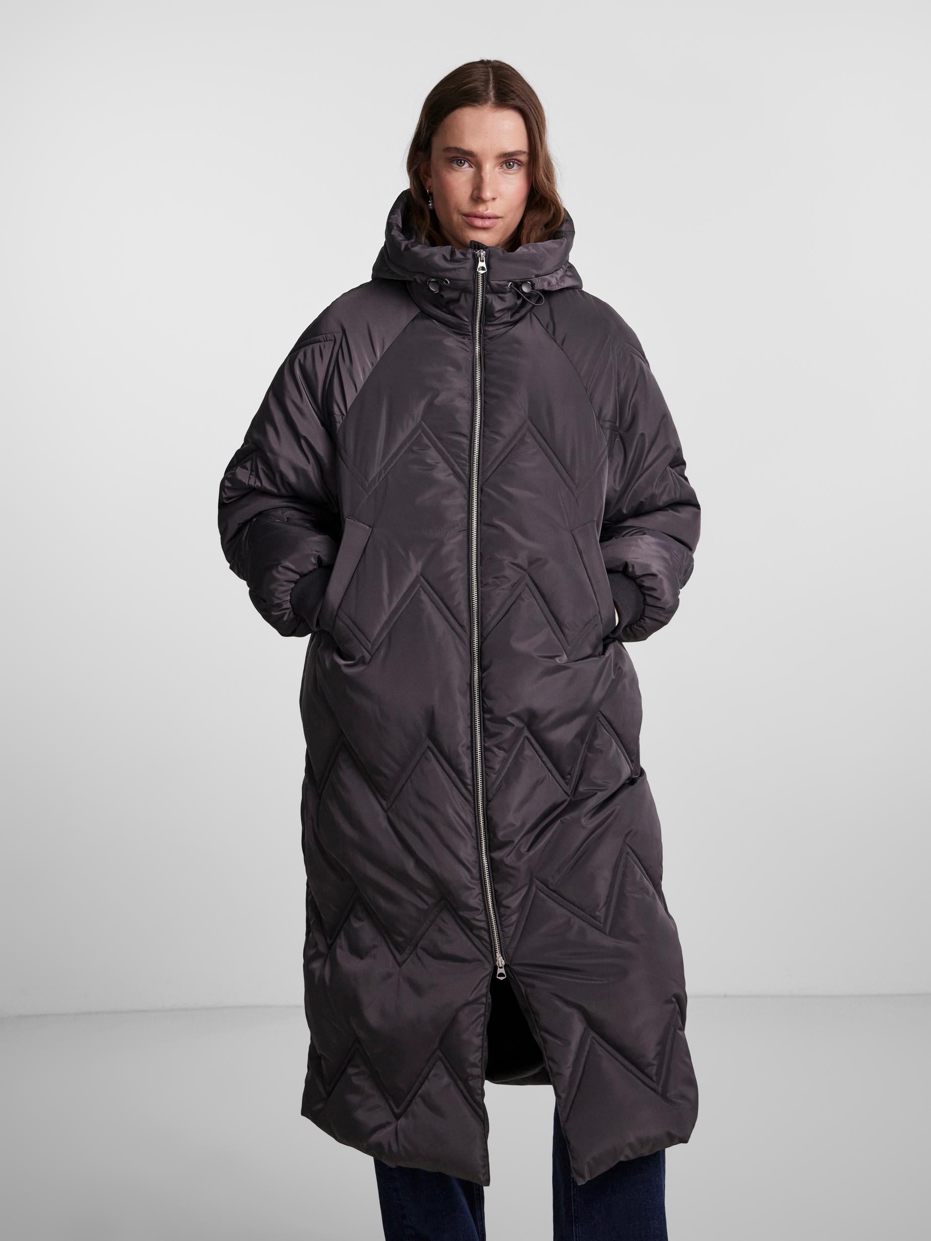 Pieces Joselyn Long Puffer Jacket, Magnet