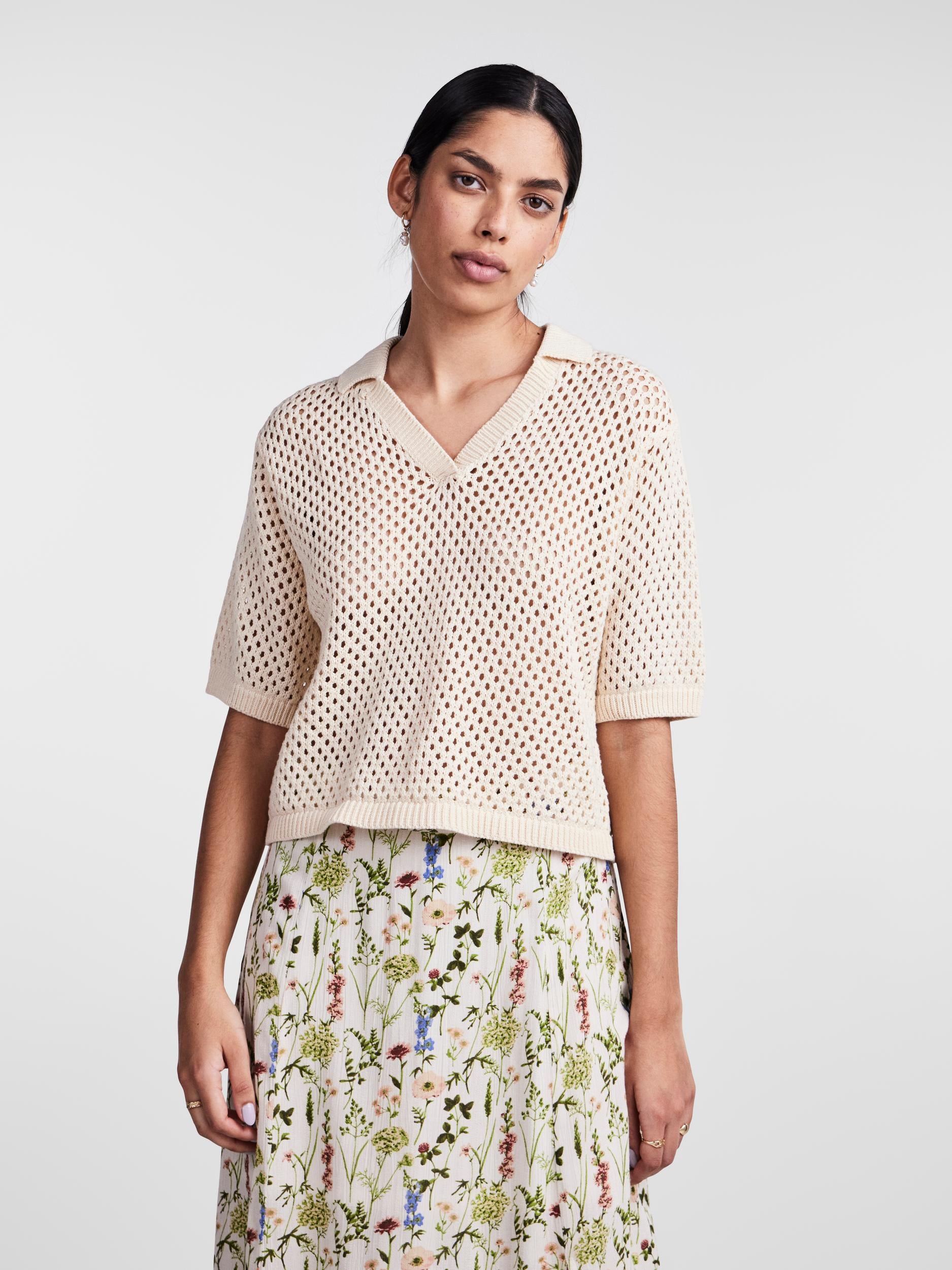 Pieces Laya Polo Knit, off white