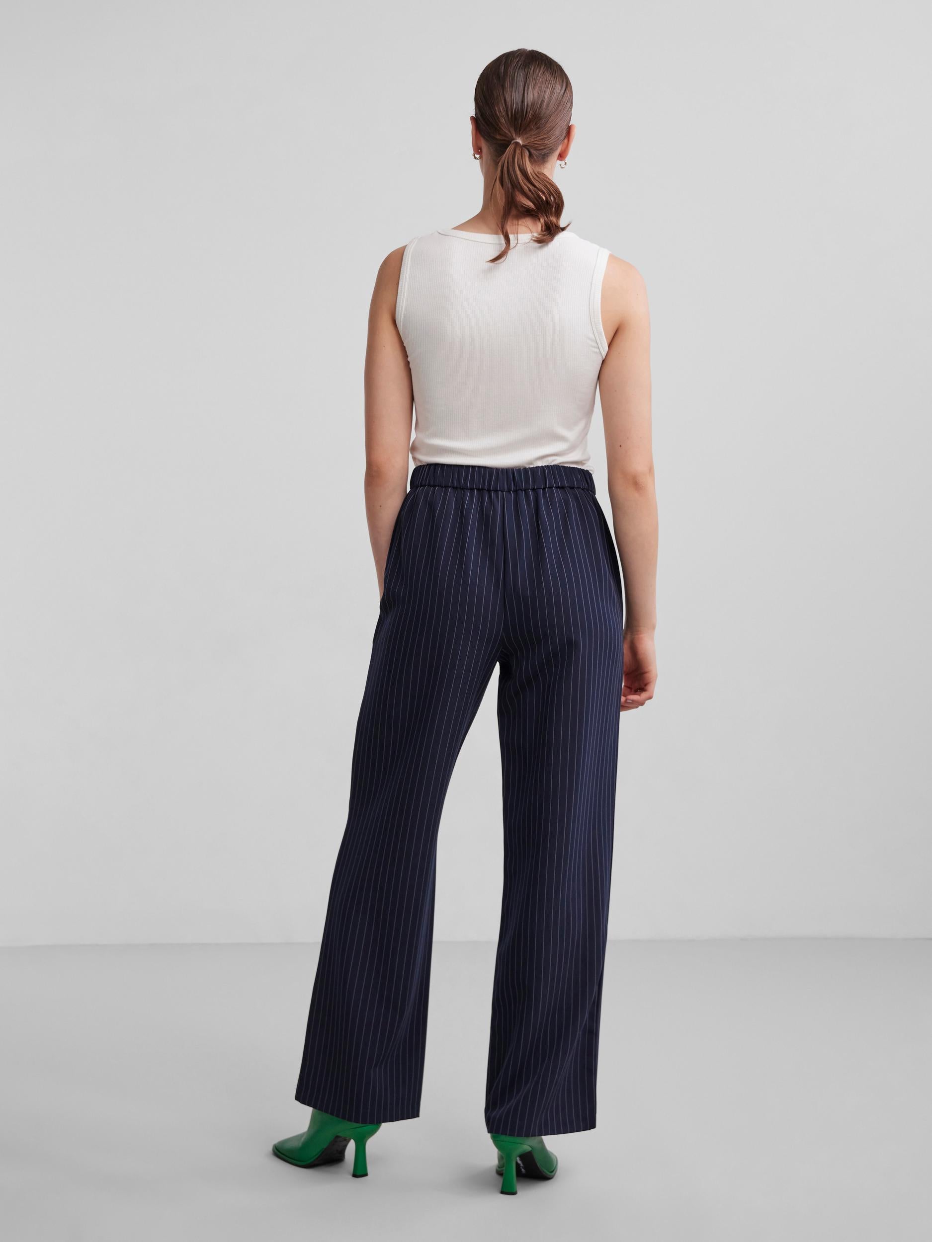 Pieces Bossy wide pants - Navy stripe